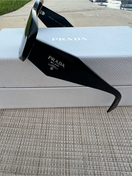 Prada Symbole Rectangular Black Sunglasses